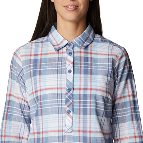 🆕Columbia Women's Camp Henry II Tunic, Faded Sky Plaid, SM and MD. Brand NEW - Picture 1 of 4